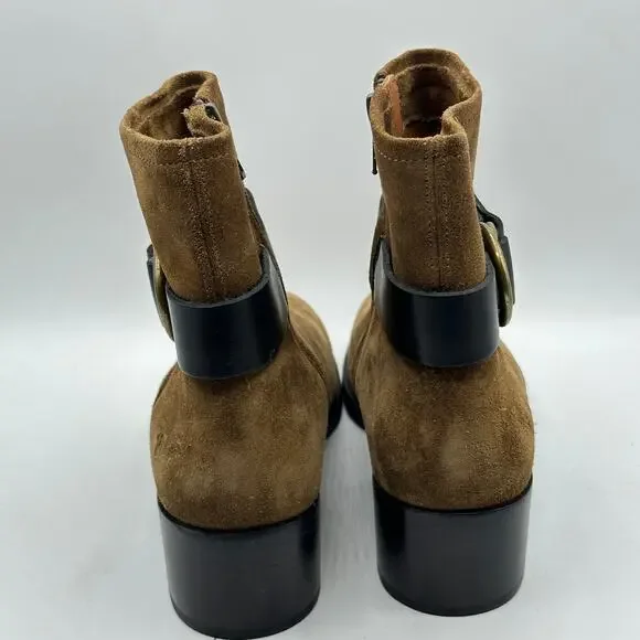 FRYE Suede Kristen Harness Boot Short Tan Brown Size 10 - Picture 5 of 7